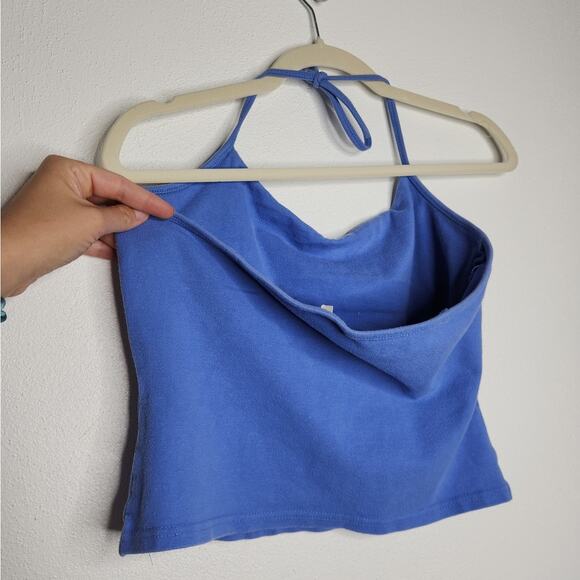 Vintage Blue Tank Top Halter Top Crop Androgyne Fairy Whimsy Going Out - Picture 3 of 4